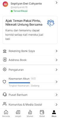 Cara menambahkan rekening bank di pintu