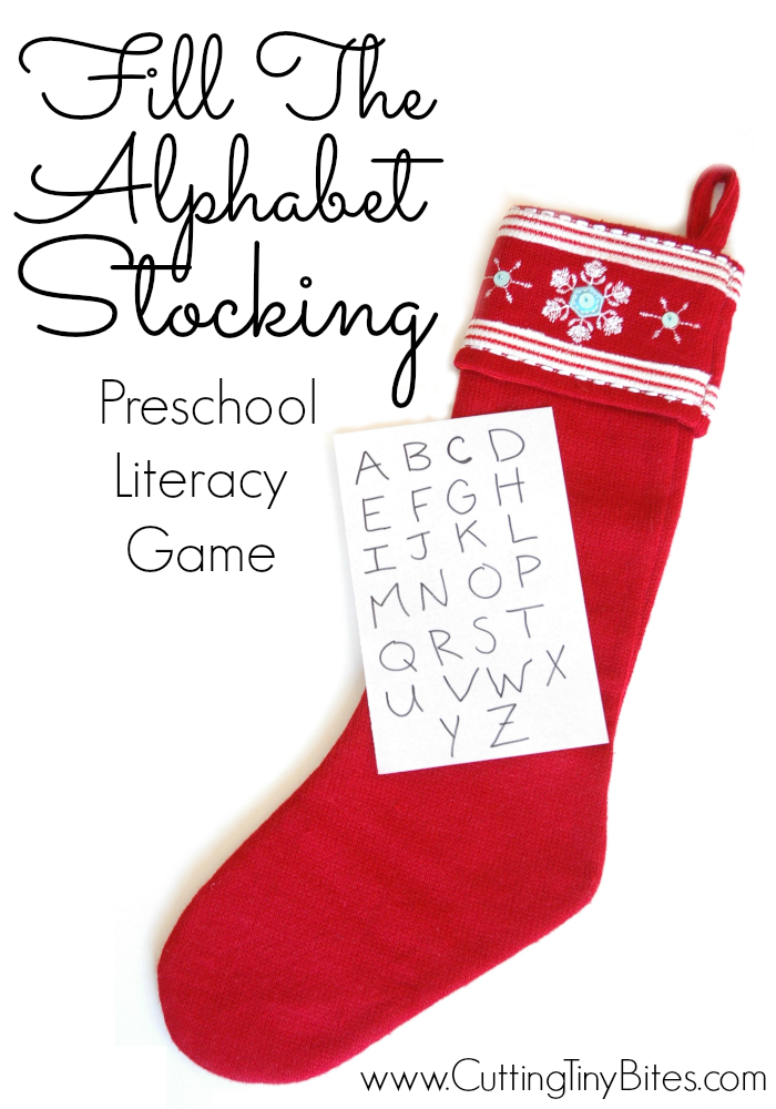 Fill the Alphabet Stocking: Quick and easy Christmas literacy scavenger hunt activity for toddlers or preschoolers. No prep required!