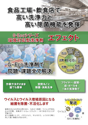 【食品工場・飲食店】G-Ecoシリーズ環境対応型洗浄剤エフェクトカタログ表