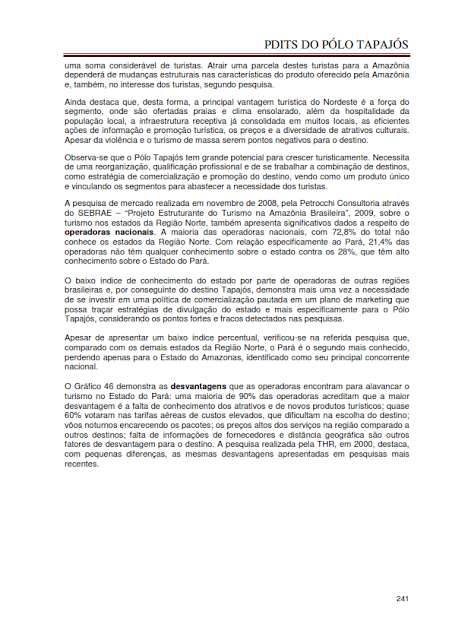 DIAGNÓSTICO DA ÁREA E DAS ATIVIDADES TURÍSTICAS DO PÓLO TAPAJÓS - NOVEMBRO 2010 - PARTE II – PARÁ – BRASIL