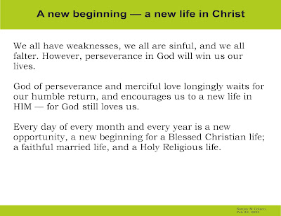 A new beginning — a new life in Christ