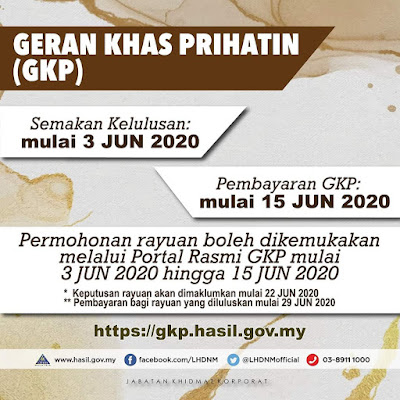 Permohonan Rayuan Geran Khas Prihatin (GKP) Online Mulai 3 Jun 2020