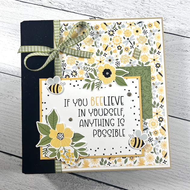 Believe in Yourself Scrapbook Album with bees and flowers By Artsy Albums