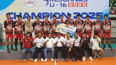 Tim Bola Voli Putra Patriot Purworejo Juara Nasional Kejurnas Voli U-16