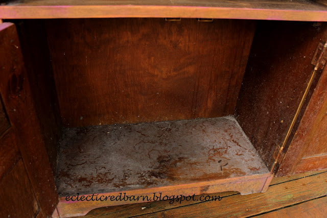 Eclectic Red Barn: Dirty inside of cabinet