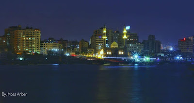 صور ليلية ساحرة لميناء مدينة غزة