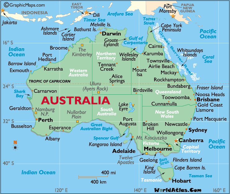 Australia Map Country Region | Map of World Region City