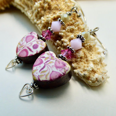 Pink Heart Earrings by BayMoonDesign