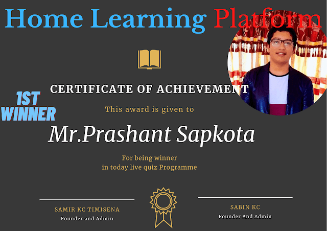  A Lot Of Congratulations For Being 1st Winner Mr.Prashant Sapkota || 2PM Live Quiz||(9/10/2020)