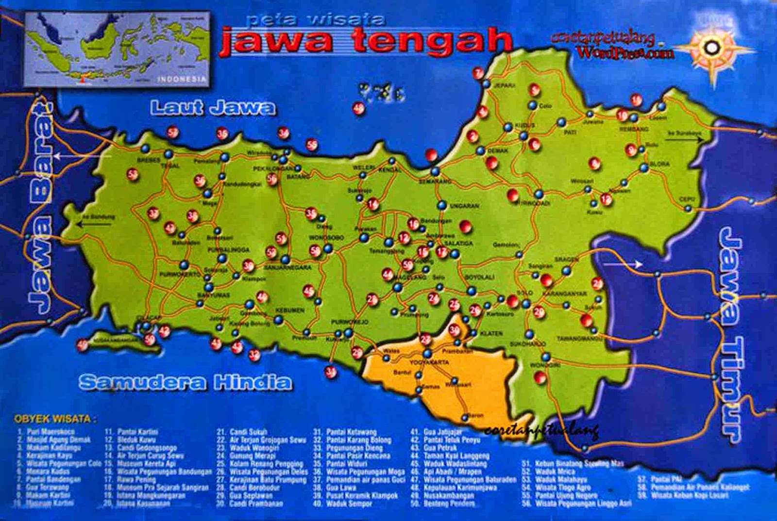  Tourist  destinations in the province of Central Java  