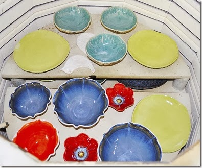 middle shelf of kiln load