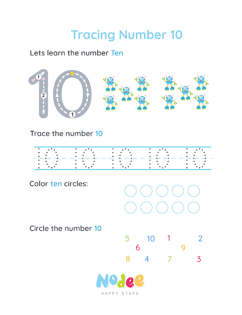 Numbers worksheets for Kids - number 10
