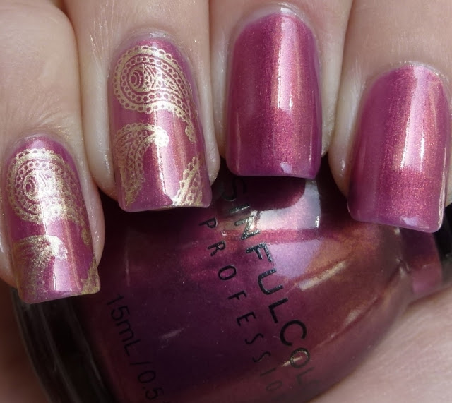 Kismet Elated, Sinful Colors, swatch, BM315 Barry M Gold Foil