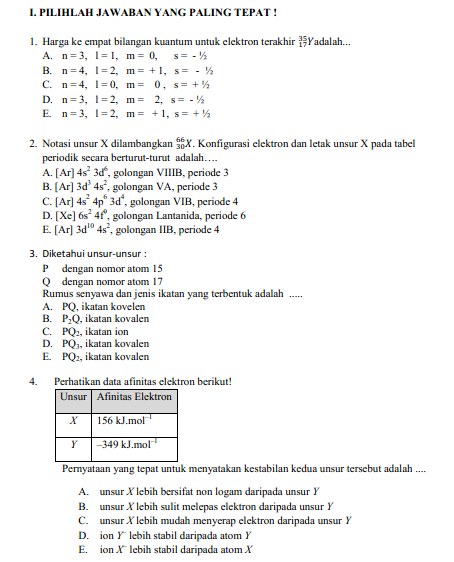 adalah kegiatan pengukuran capaian kompetensi peserta didik yang dilakukan Satuan Pendidik SOAL LATIHAN USBN KIMIA SMA TAHUN 2019