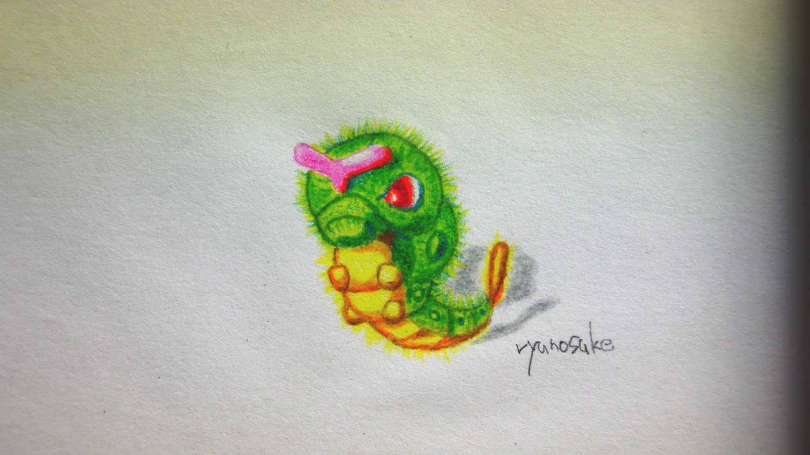 ポケモン図鑑ﾐﾆﾁｭｱｲﾗｽﾄ Pokedex List Miniature Illustrations Pokemon Art For Bugs Caterpie ポケモン キャタピーぬり絵図鑑 010