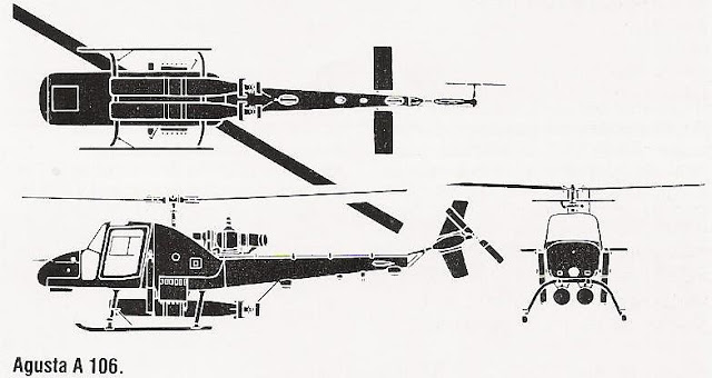 Agusta A106 threeview drawing