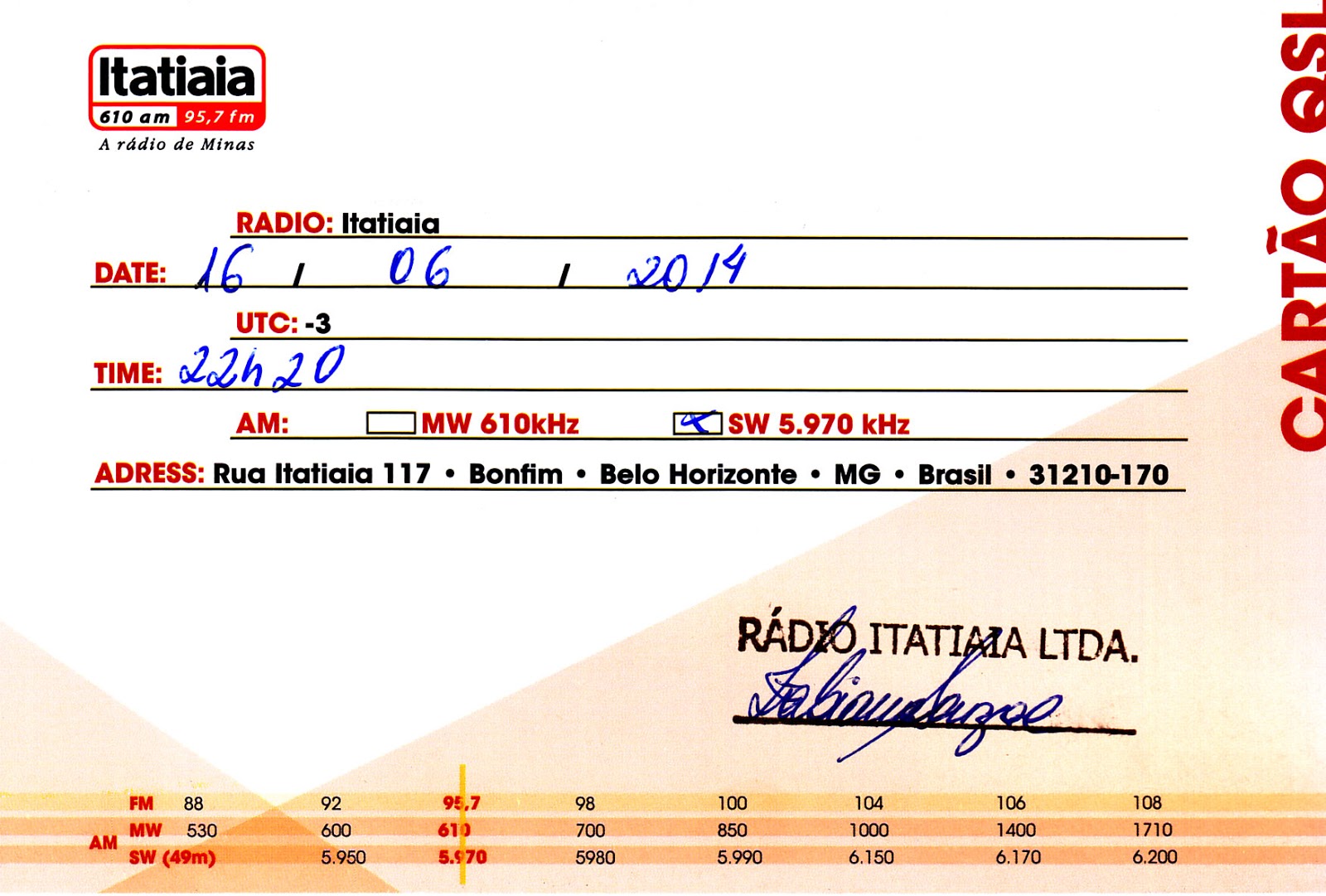 SOUTH EAST ASIA DXING: Radio Itatiaia (via Belo Horizonte MG)