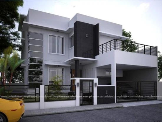 desain inspiratif Rumah minimalis 2 lantai dengan balkon terbuka