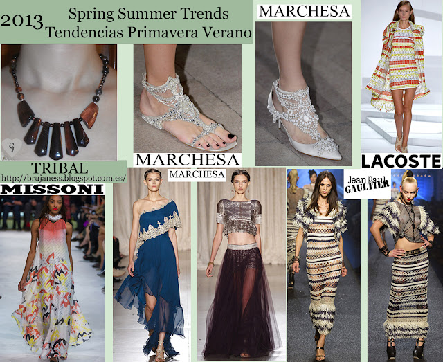 Tribal trend on Fashion shows Spring Summer 2013/ Tendencia tribal en la pasarela Primavera verano 2013 ethnic, etnico, prints, estampados, lacoste, jean paul gaultier, marchesa, missoni, blue, dress, vestido, zaul, zapatos, sandalias, pumps, shoes, collection, pumps, sandals, coat, abrigo