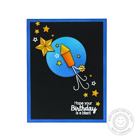 Sunny Studio Stamps: Stars & Stripes "Hope You're Birthday Is A Blast" Rocket Card by Mendi Yoshikawa