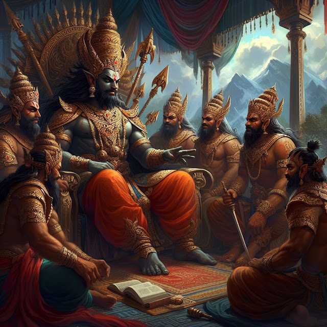 Ravana commanding his five generals