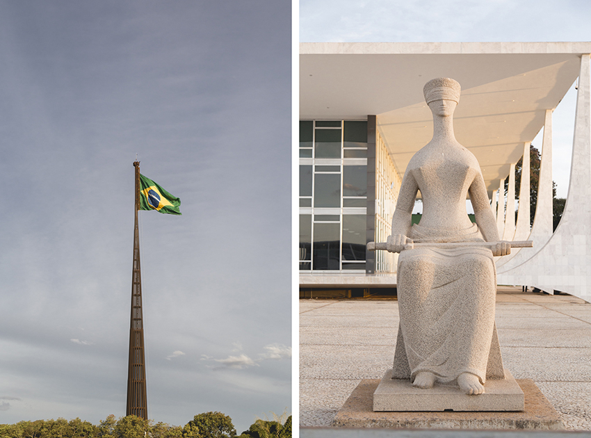 bandeira do brasil e símbolo da justiça