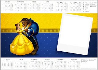 Calendario 2017 para imprimir gratis de Fiesta de La Bella y la Bestia.