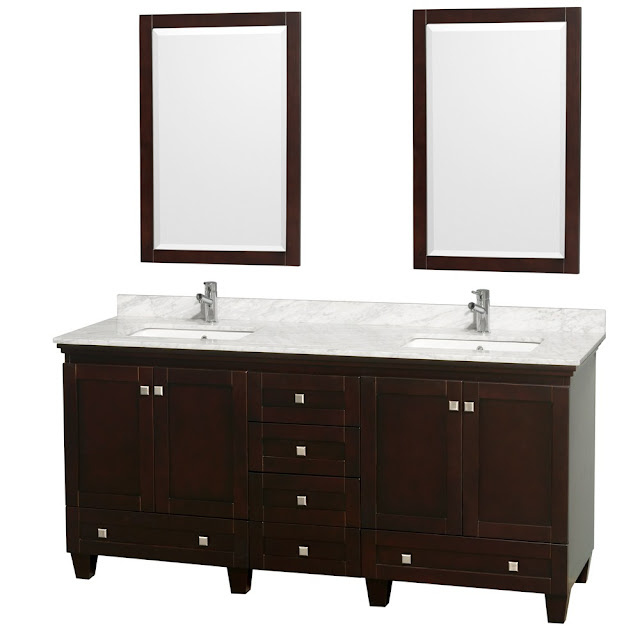  Ackley 60 inch Dark Chestnut Finish Double Bathroom Vanity