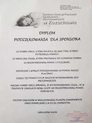 Podziękowanie za pomoc dla potrzebujących dzieci