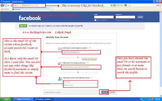 Hacking Facebook account password