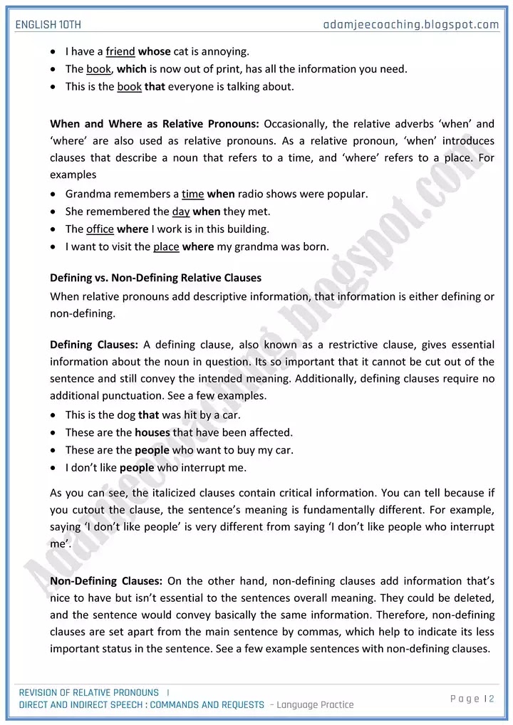 relative-pronouns-and-direct-indirect-speech-language-practice-english-10th