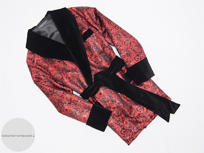 mens luxury smoking jacket silk velvet paisley red black classic smoker robe bespoke dressing gown