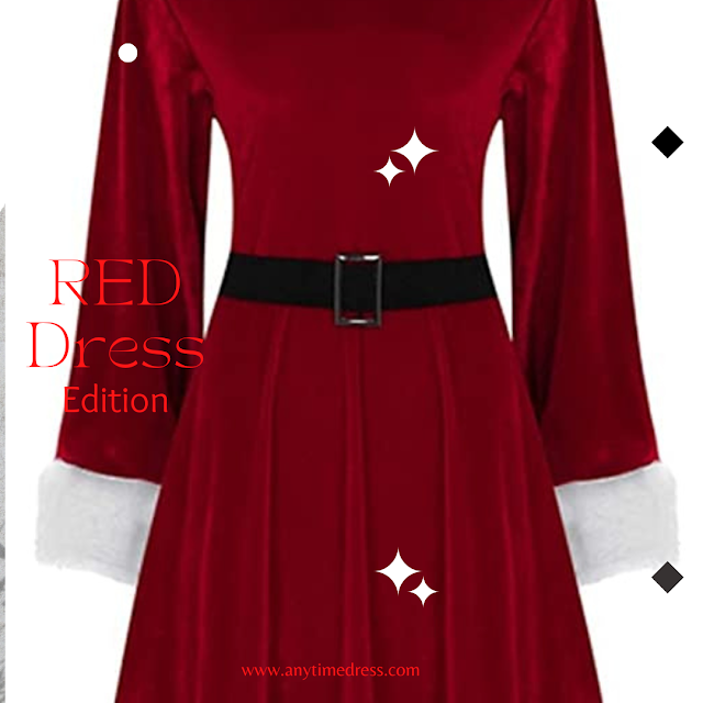 Red Long Sleeve Winter Dress | Any Time Dress Winter Collection