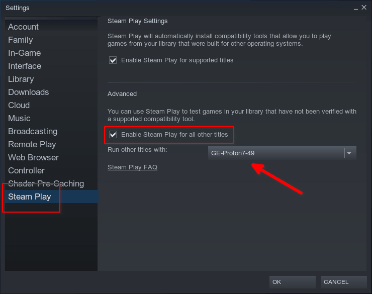 Enabling GE-Proton on Steam Play for all games