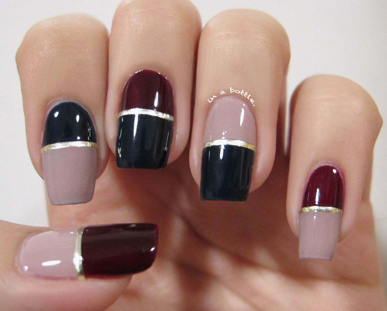 Winter Color Block Nails