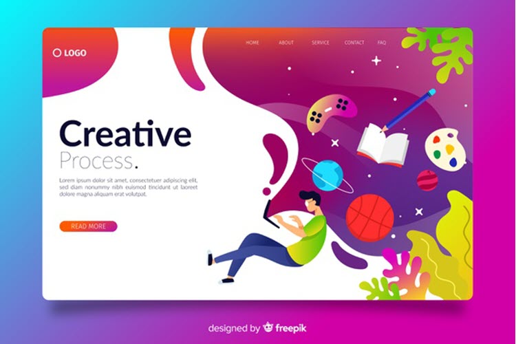 Gradient Creative Landing Page Free Vector