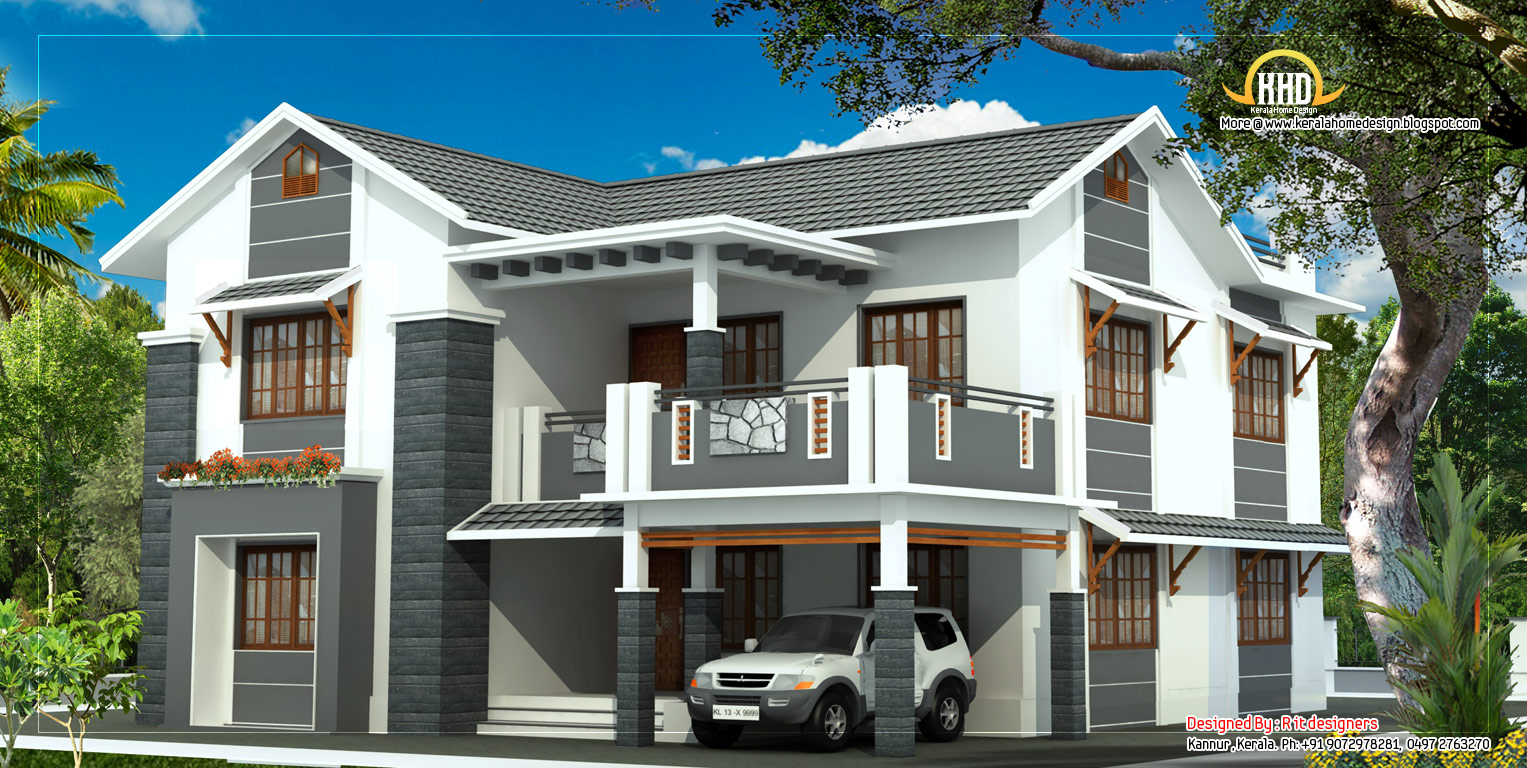Beautiful 2  Story  House  Elevation  2805 Sq Ft Kerala 