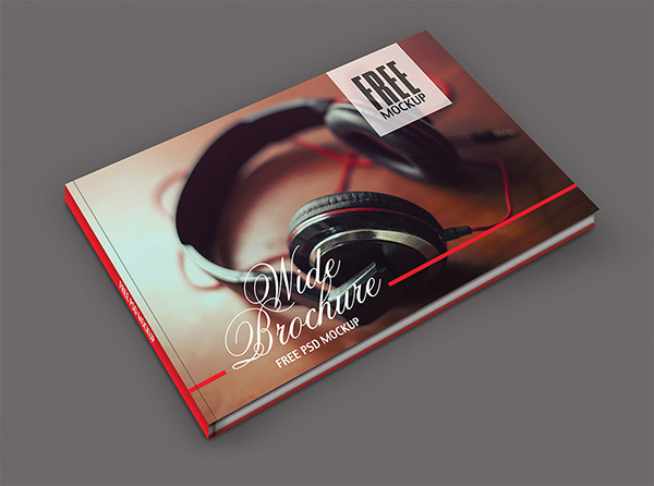 Download Gratis Mockup Majalah, Brosur, Buku, Cover - Free Brochure Mockup Wide