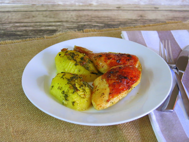 POLLO Y PAPAS AL HORNO CON CERVEZA