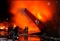 Accident d'un A-320 de la compagnie brésilienne TAM près de l'aéroport Congonhas de Sao Paulo le 18 juillet 2007. Document Belga.