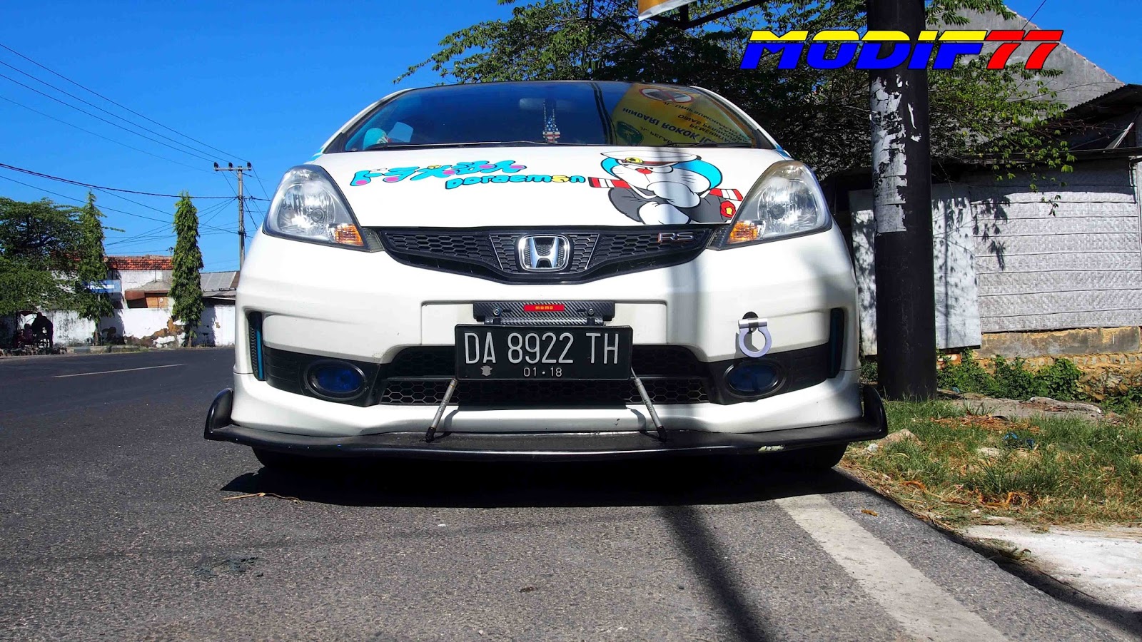 Honda Jazz White Doraemon Modifikasi Modif77 SMNP MODIF 77