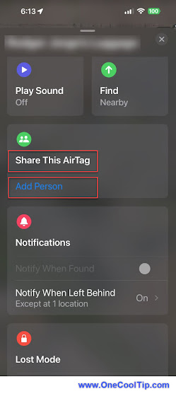 Share Apple AirTag