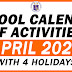 School Calendar of Activities for the Month of APRIL 2022 (4 Holidays)