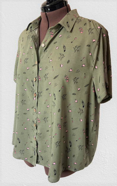 Short Sleeve Cameron Button Up Pattern in Linen » Helen's Closet