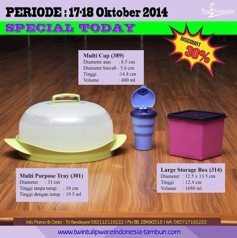 Promo Harian Diskon 30% Tulipware 17 - 18 Oktober 2014 : Multi Purpose Tray | Multi Cup | Large Storage Box