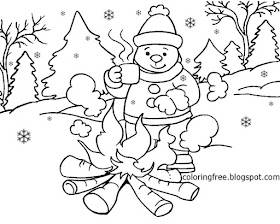 Winter woods campfire brew coco drink hot chocolate beverage coloring suggestions for older children