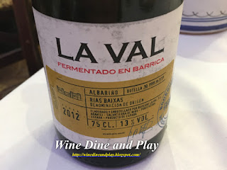 The La Val Sur Lies Albariño wine enjoyed with our lunch menu at the Columbia Restaurant in Tampa, Florida