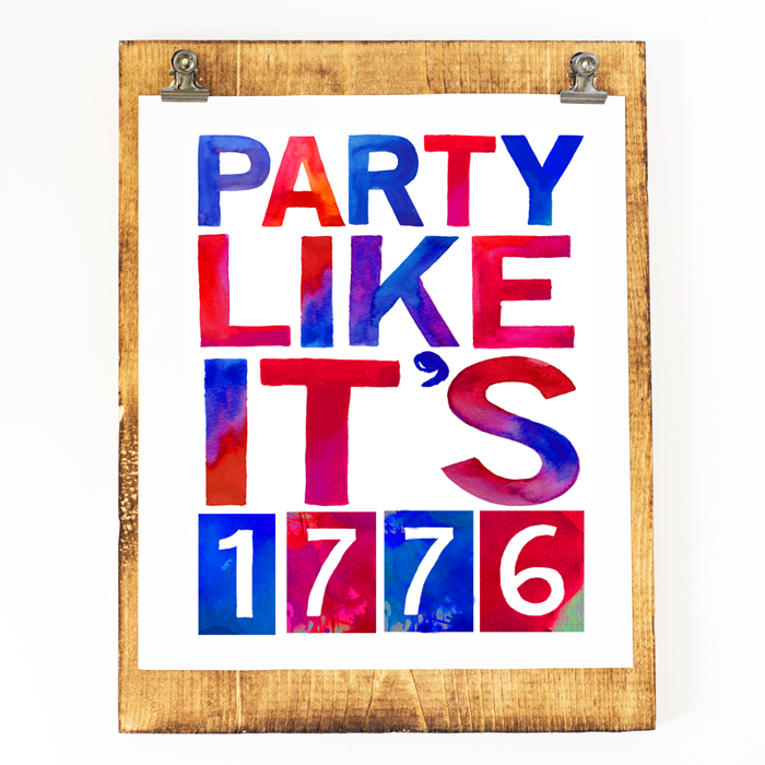 These SIX 8x10" Patriotic Printables are made up of fun watercolor letters and scream summertime! Party like it's 1776, y'all! 