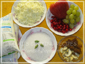 Paneer Fruits Payasam | Paneer Fruits Kheer | Mixed Fruits Paneer Payasam