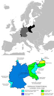 Germany's territorial extension from the onset of WWI to the end of WWII